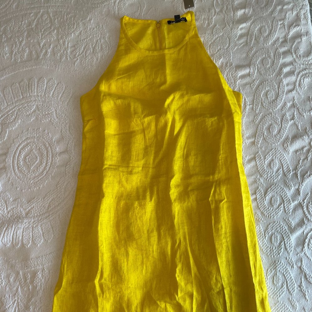 NWT! Jcrew Maxine high-neck shift dress in linen, XS, crisp yellow
